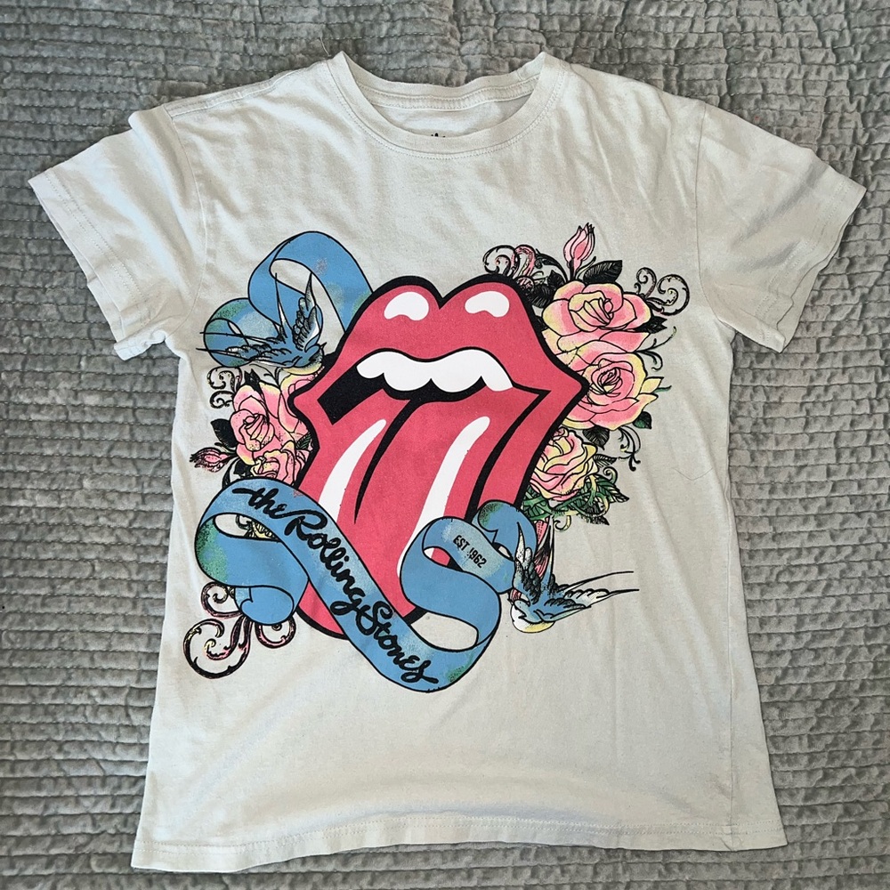 The Rolling Stones Tee Shirt with Light Green with various design colors, Wmn XS